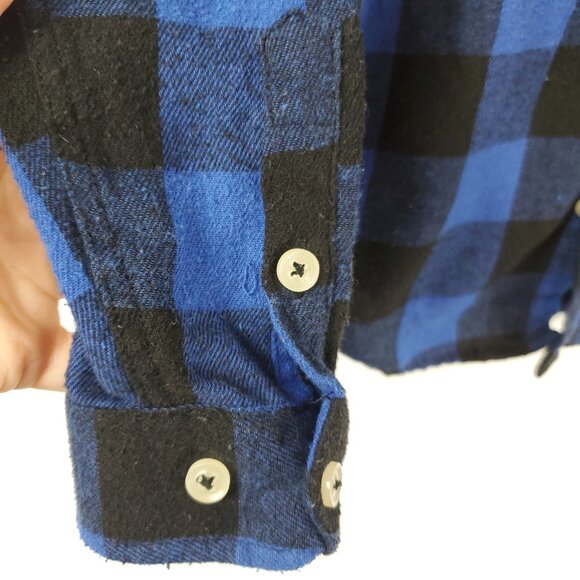 Design in Italy Luxury Boys Blue/Black Plaid Long Slv Button Up Sz 4-5T - Picture 4 of 11